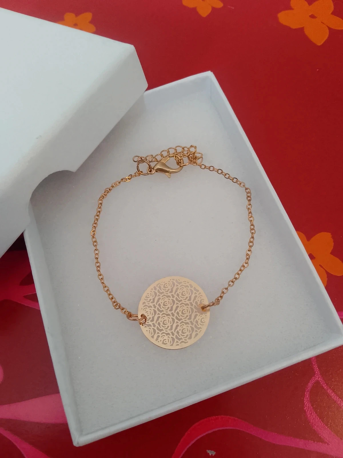 Bracelet bohème fleurs en acier inoxydable doré réglable
